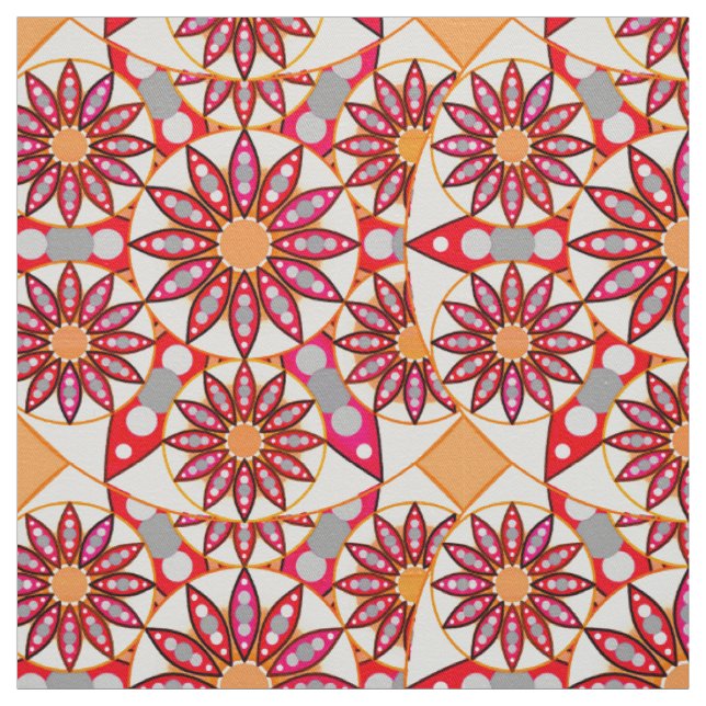 Mandala-Muster, Korallen, Pfirsich, Weiß und Grau Stoff (Muster)