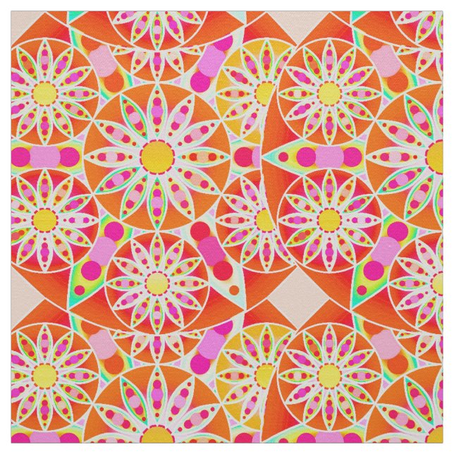 Mandala-Muster, korallenrot, rosa, gold Stoff (Muster)