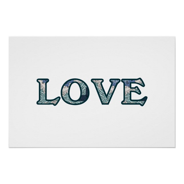 Mandala-Muster LOVE Typografie Poster (Vorderseite)