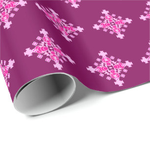 Mandala-Muster mit vier Punkten, Pink und Pflaume Geschenkpapier