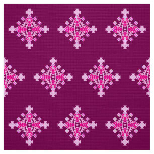 Mandala-Muster mit vier Punkten, Pink und Pflaume Stoff
