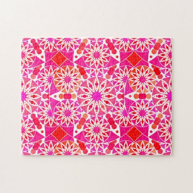 Mandala Muster, Pink- und Korallenfarben Puzzle (Horizontal)