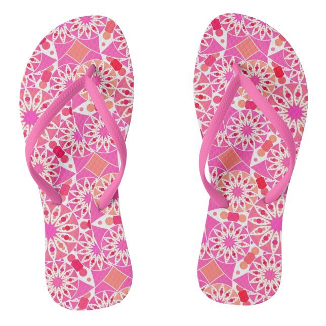 Mandala-Muster, Rosa- und Korallenfarben Flip Flops (Fußbett)