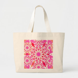 Mandala-Muster, Rosa- und Korallenfarben Jumbo Stoffbeutel