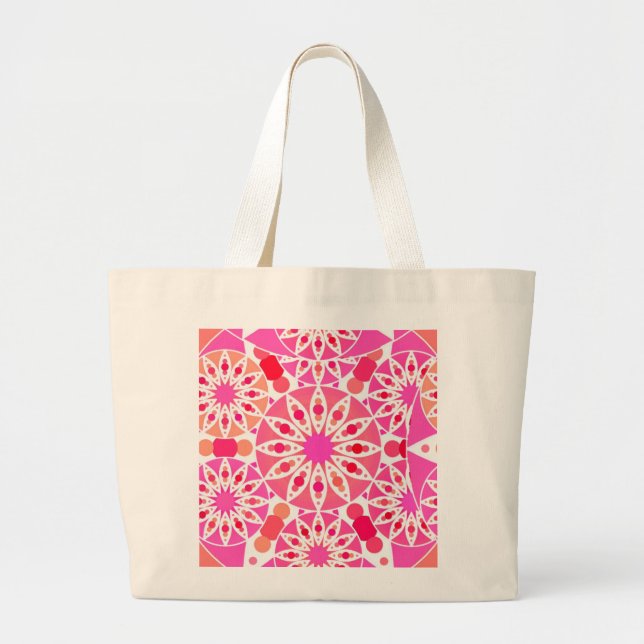 Mandala-Muster, Rosa- und Korallenfarben Jumbo Stoffbeutel (Vorne)