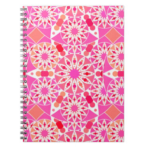 Mandala-Muster, Rosa- und Korallenfarben Notizblock