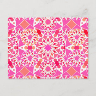Mandala-Muster, Rosa- und Korallenfarben Postkarte