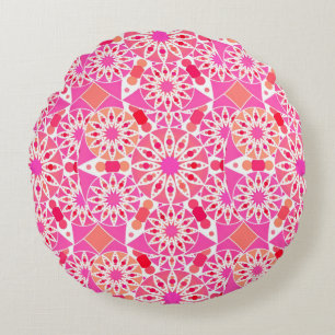 Mandala-Muster, Rosa- und Korallenfarben Rundes Kissen