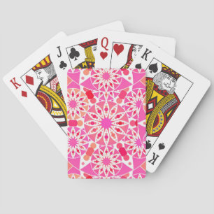 Mandala-Muster, Rosa- und Korallenfarben Spielkarten