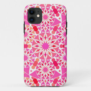Mandala-Muster, rosa und korallenfarbene Schattier iPhone 11 Hülle