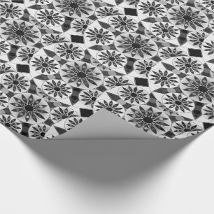Mandala Muster , schwarz, weiß und grau / grau Geschenkpapier
