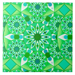 Mandala-Muster, Smaragdgrün und Pfau Fliese