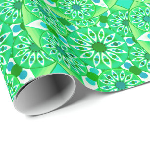 Mandala Muster, Smaragdgrün und Pfau Geschenkpapier