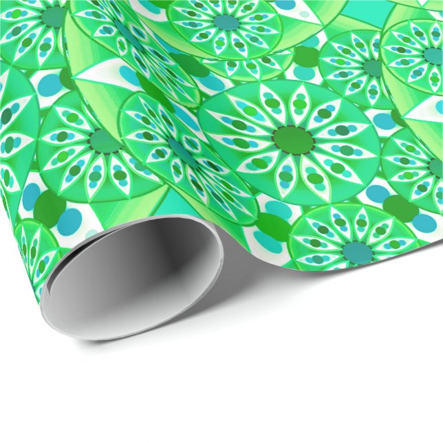 Mandala Muster, Smaragdgrün und Pfau Geschenkpapier (Rolleneckpunkt)