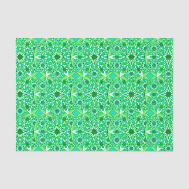 Mandala Muster, Smaragdgrün und Pfau Seidenpapier (Vorderseite)