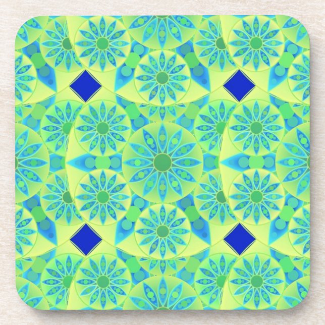 Mandala-Muster, türkis, blau, liengrün Getränkeuntersetzer (Vorderseite)
