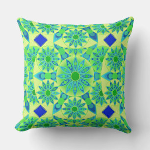 Mandala-Muster, türkis, blau, liengrün Kissen