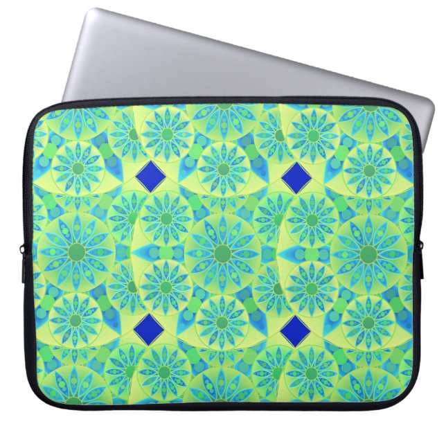 Mandala-Muster, türkis, blau, liengrün Laptopschutzhülle (Vorderseite)