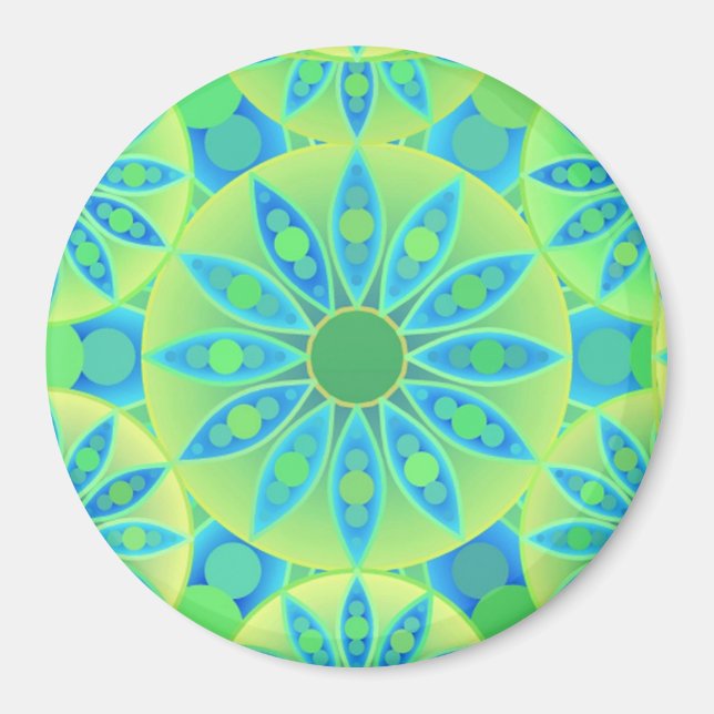 Mandala-Muster, türkis, blau, liengrün Magnet (Vorne)