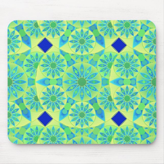 Mandala-Muster, türkis, blau, liengrün Mousepad (Vorne)
