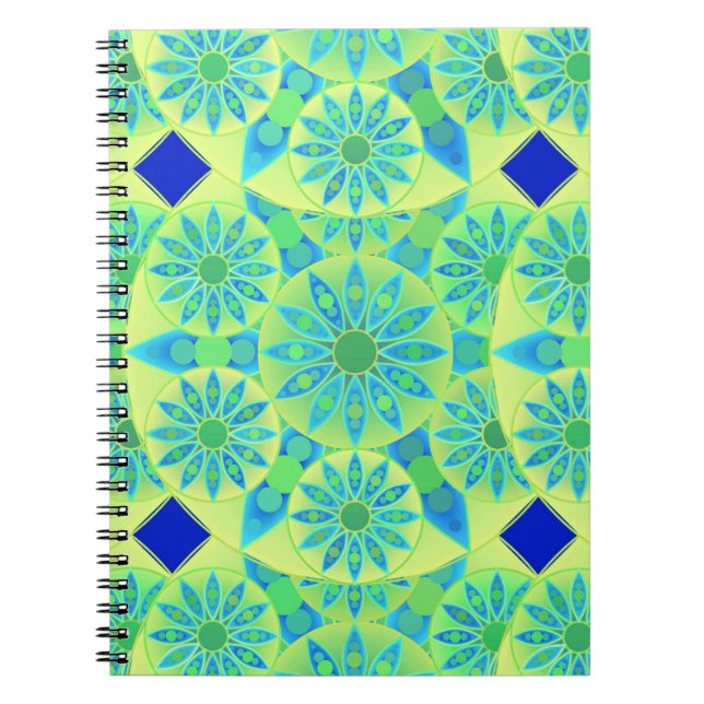 Mandala-Muster, türkis, blau, liengrün Notizblock (Vorderseite)