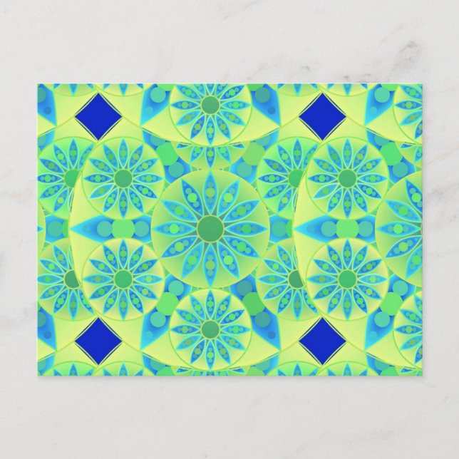 Mandala-Muster, türkis, blau, liengrün Postkarte (Vorderseite)