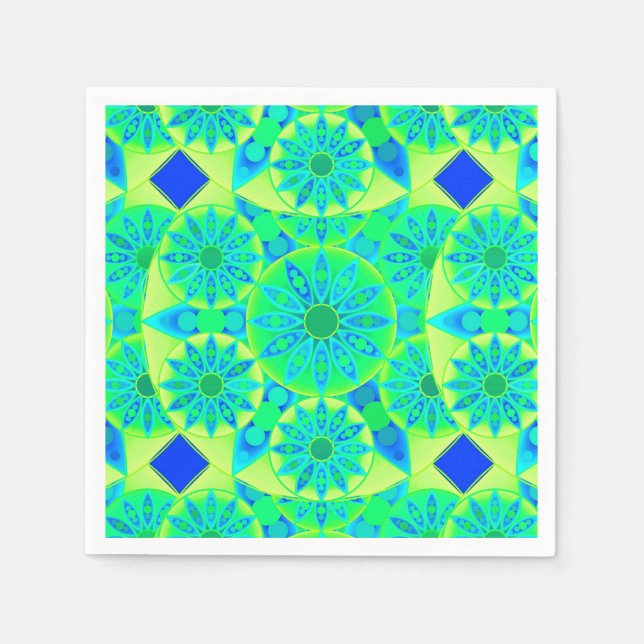 Mandala-Muster, türkis, blau, liengrün Serviette (Vorderseite)