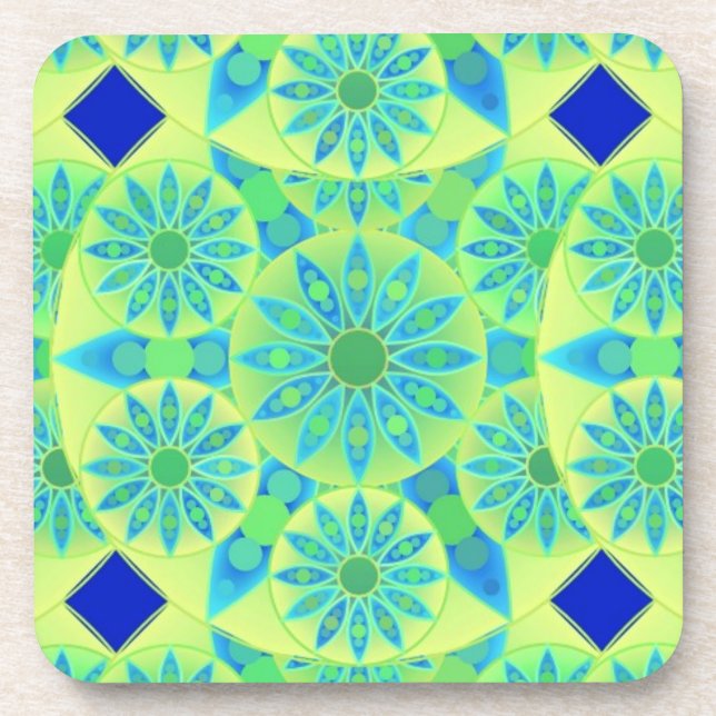Mandala-Muster, türkis, blau, liengrün Untersetzer (Vorderseite)