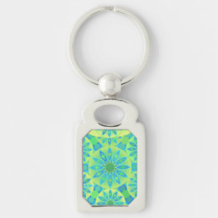 Mandala-Muster, Türkis, Blau, Limettengrün Schlüsselanhänger