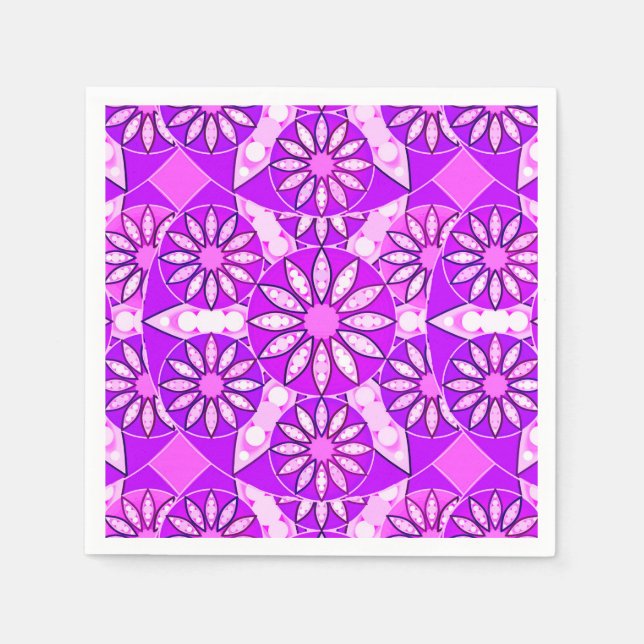 Mandala-Muster, violett, orchid und rosa Serviette (Vorderseite)
