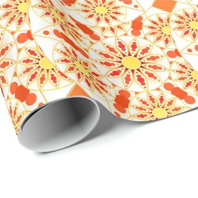 Mandala-Muster, Ziegelrot, Rost, Gold Geschenkpapier (Rolleneckpunkt)