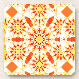 Mandala-Muster, Ziegelrot, Rost, Gold Getränkeuntersetzer