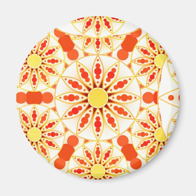 Mandala-Muster, Ziegelrot, Rost, Gold Magnet (Vorne)