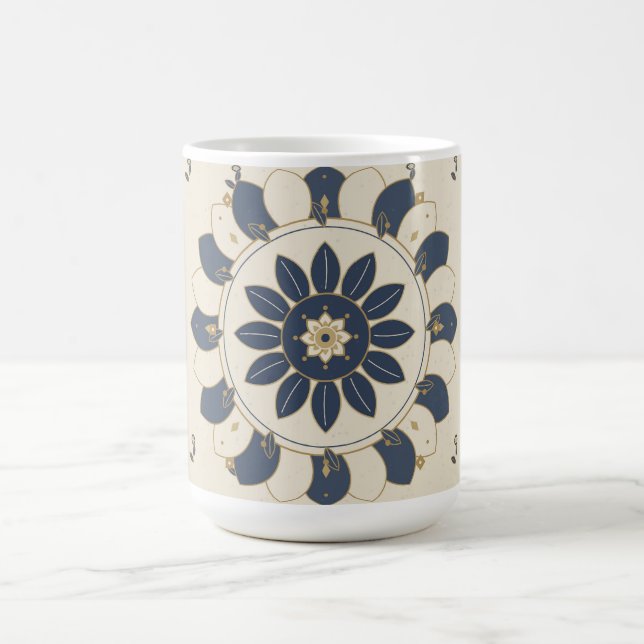 Mandala Navy Creme Tasse Boho Geschenk (Mittel)