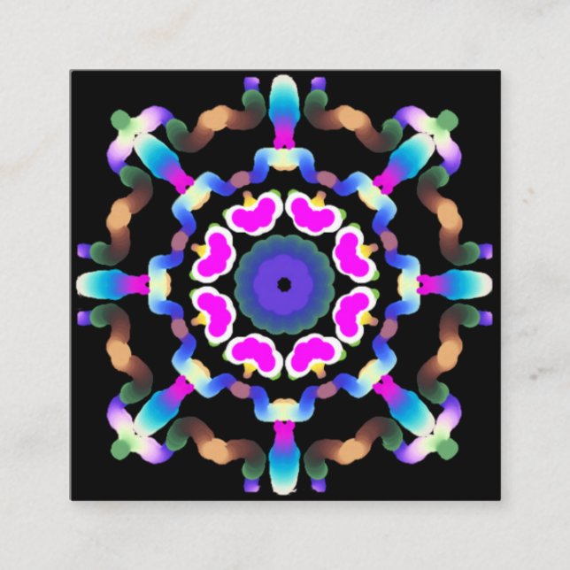 *~* Mandala NeonReiki Yoga-heilende Künste Quadratische Visitenkarte (Vorderseite)