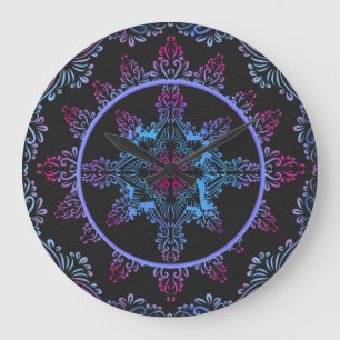 Mandala Night Blume Große Wanduhr