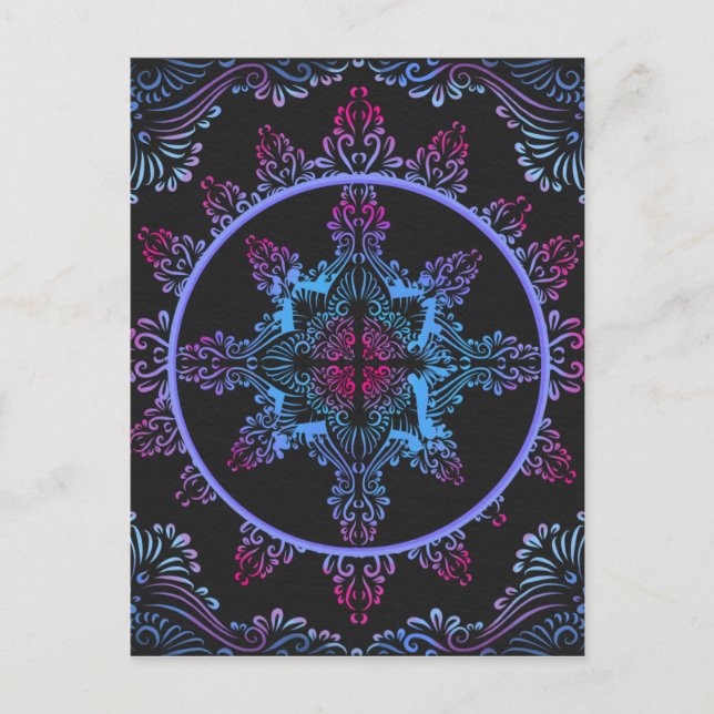 Mandala Night Blume Postkarte (Vorderseite)