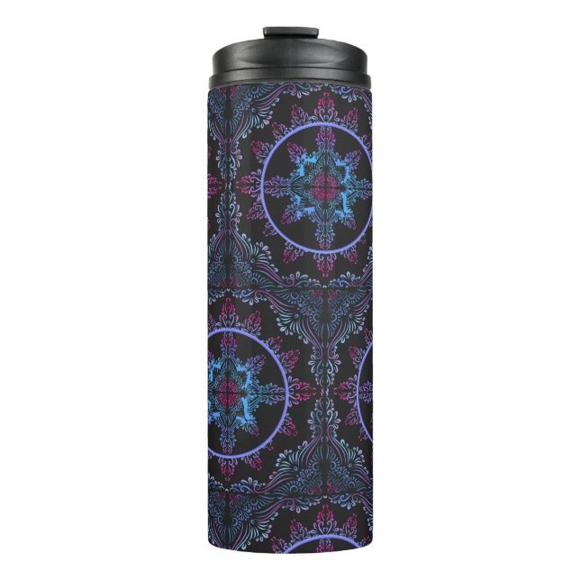 Mandala Night Blume Thermosbecher (Vorderseite)