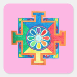 Mandala of Creation Watercolor Quadratischer Aufkleber