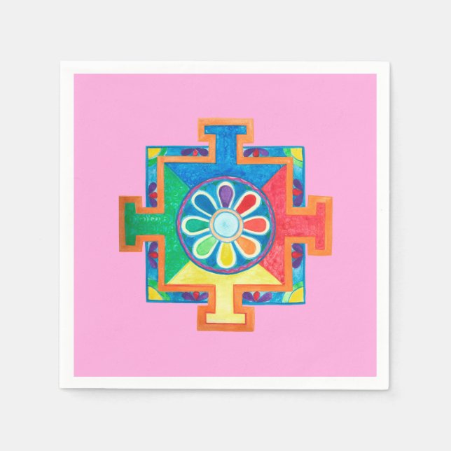 Mandala of Creation Watercolor Serviette (Vorderseite)