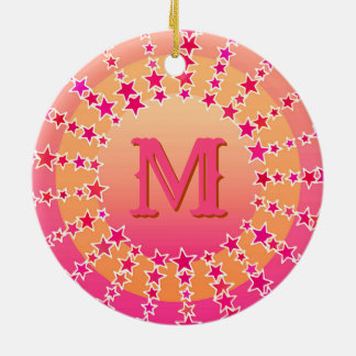 Mandala of Stars - Rosa und Korallensatin Gradient Keramik Ornament
