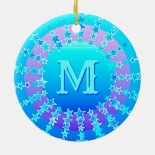 Mandala of Stars - Türkis Satin Gradient Keramik Ornament