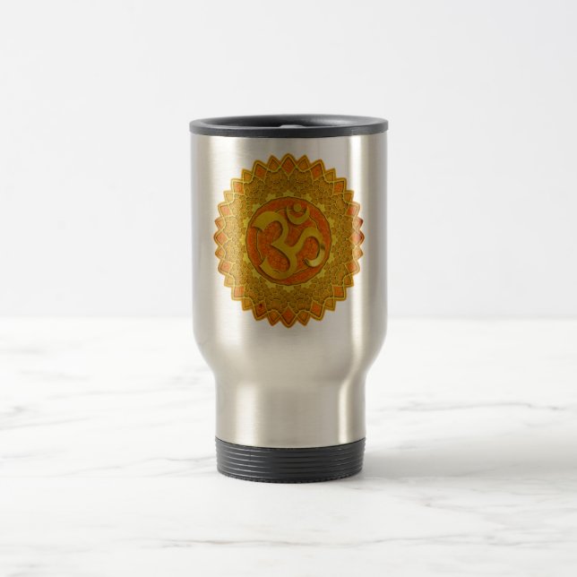 MANDALA OM - orange Reisebecher (Mittel)