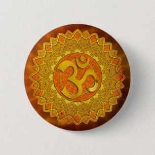 MANDALA OM - orange   Roter Schimmer Button