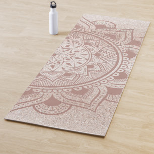 Mandala Om Rose Gold Glitzer Chic Stilvolle Übung Yogamatte