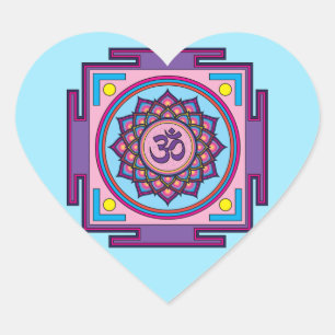Mandala OM Shanti OM Herz-Aufkleber