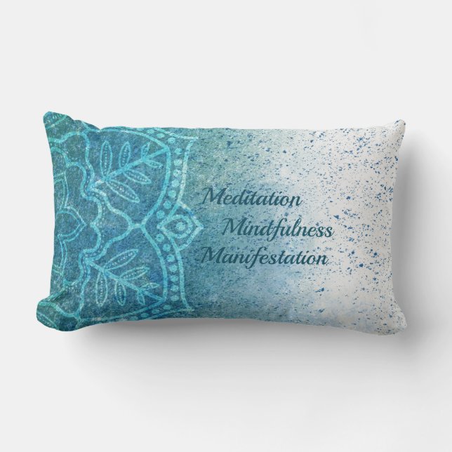 Mandala Ombre Blue White Lumbar Pillow Lendenkissen (Vorderseite)