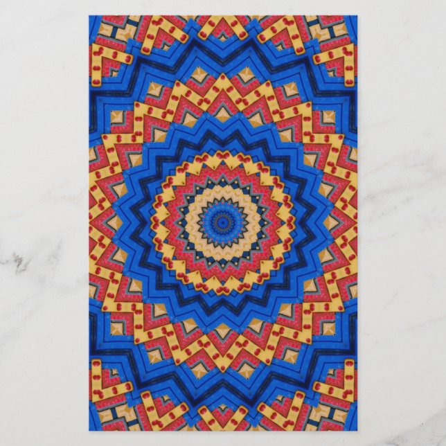 Mandala orange blau briefpapier (Vorderseite)