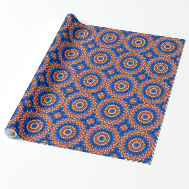 Mandala orange blau geschenkpapier (Ungerollt)
