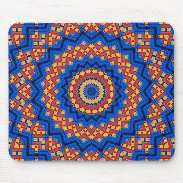 Mandala orange blau mousepad (Vorne)